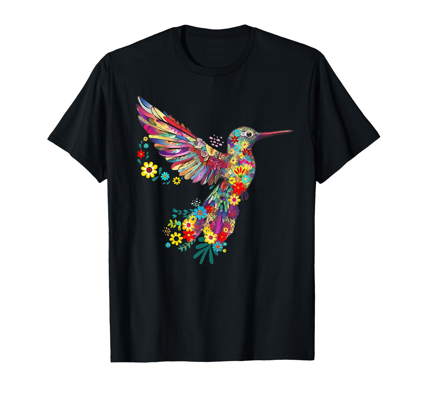 Floral Hummingbird Otomi Style Mexicano Mexicana T-Shirt
