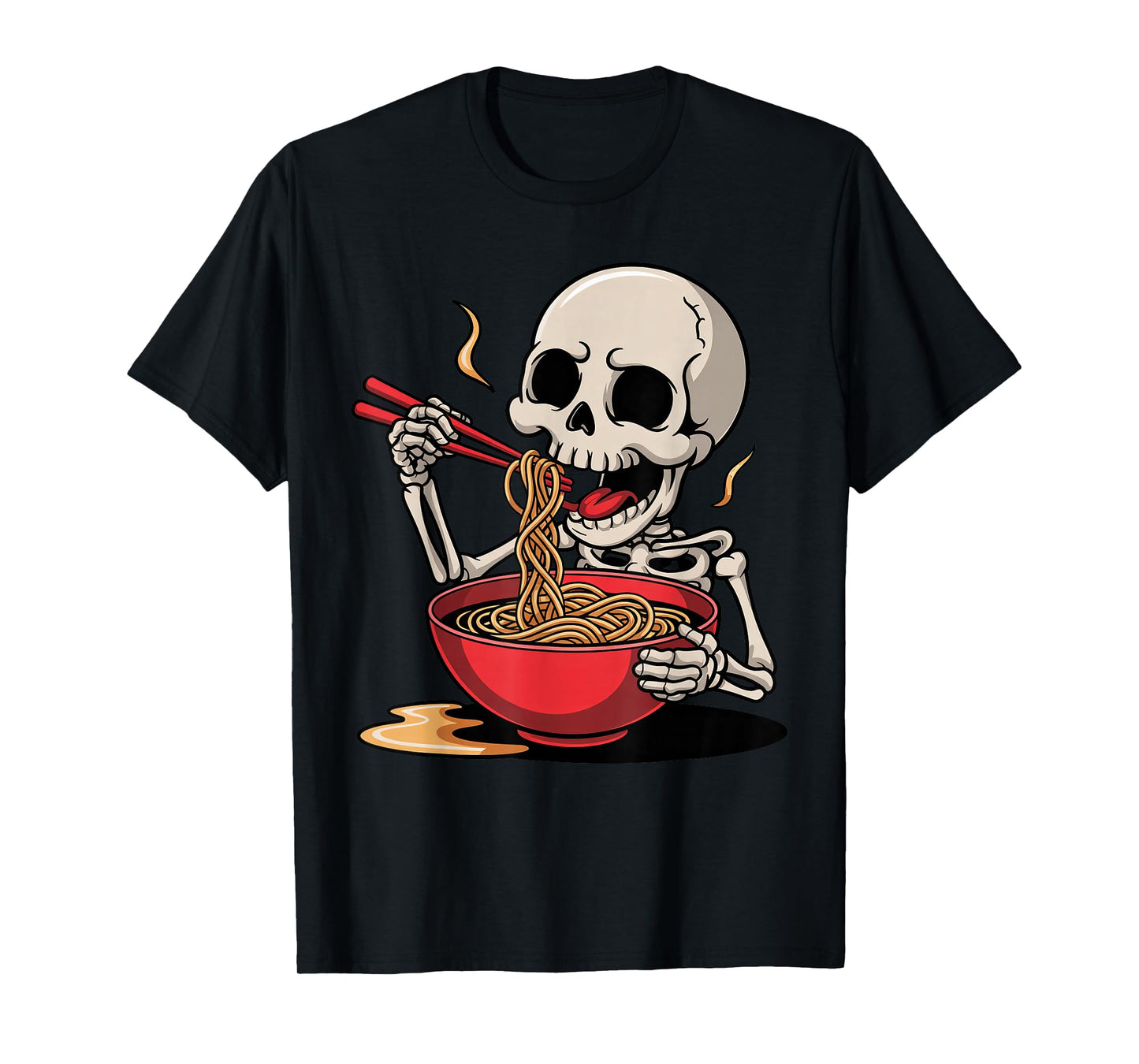 Funny Skeleton Eating Ramen Noodles Cute Costume Halloween T-Shirt
