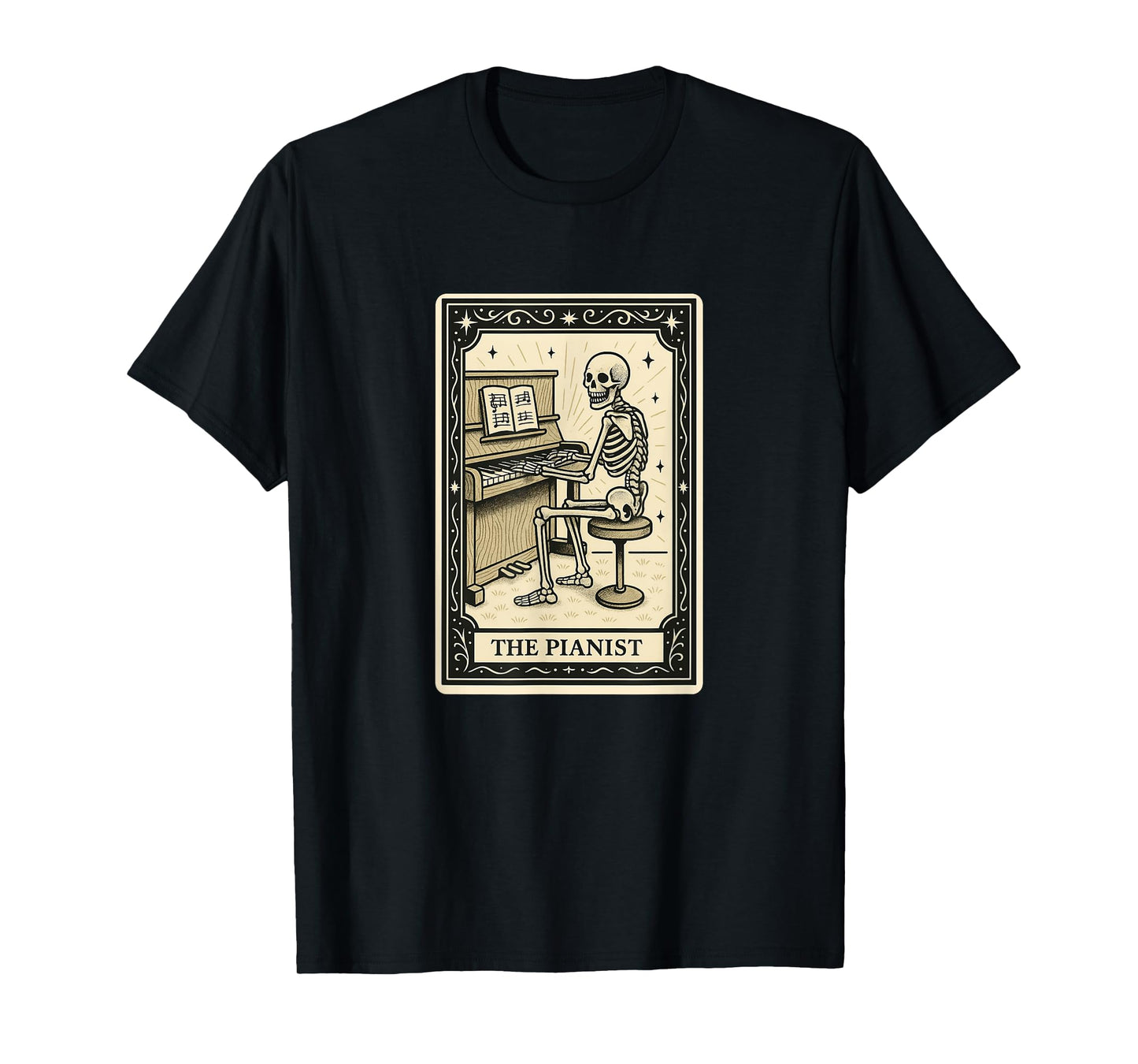 The Pianist Tarot Card Halloween Spooky Gothic Piano Player T-Shirt