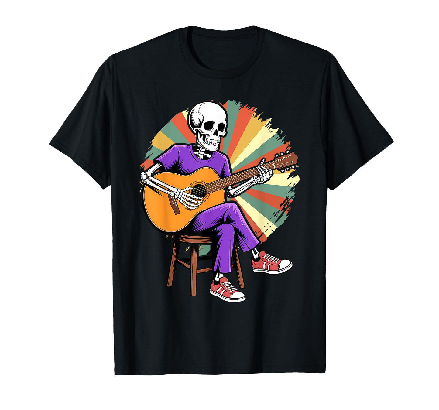 Halloween Skeleton Playing Guitar | Rock and Roll Band T-Shirt