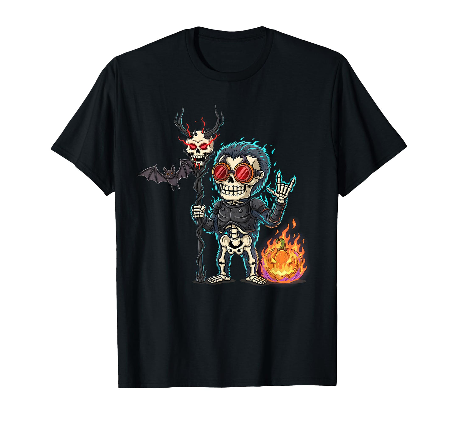 Halloween Skeleton Bigfoot Rock T-Shirt