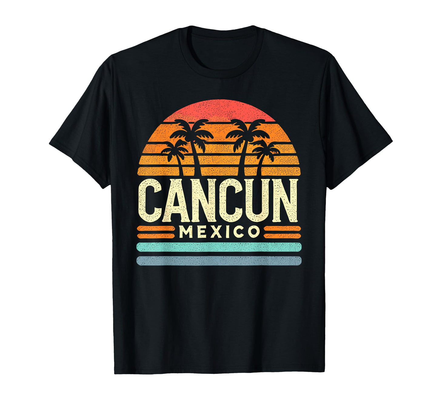 Cancun Designs By ShirtZilla Cancun Mexico Retro Beach Souvenir Unisex-Adults T-Shirt, Black, Small