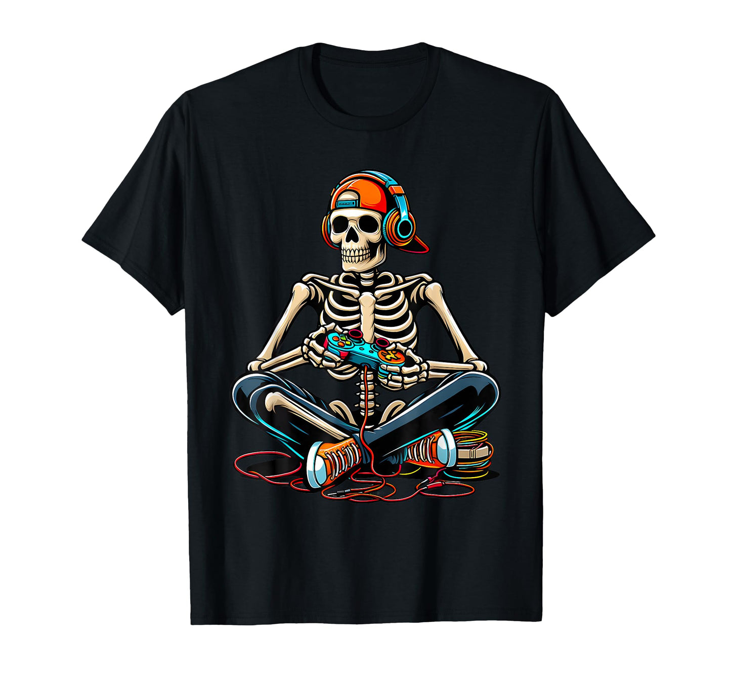 Funny Halloween Skeleton Gamer Video Gaming Boys Men Kids T-Shirt