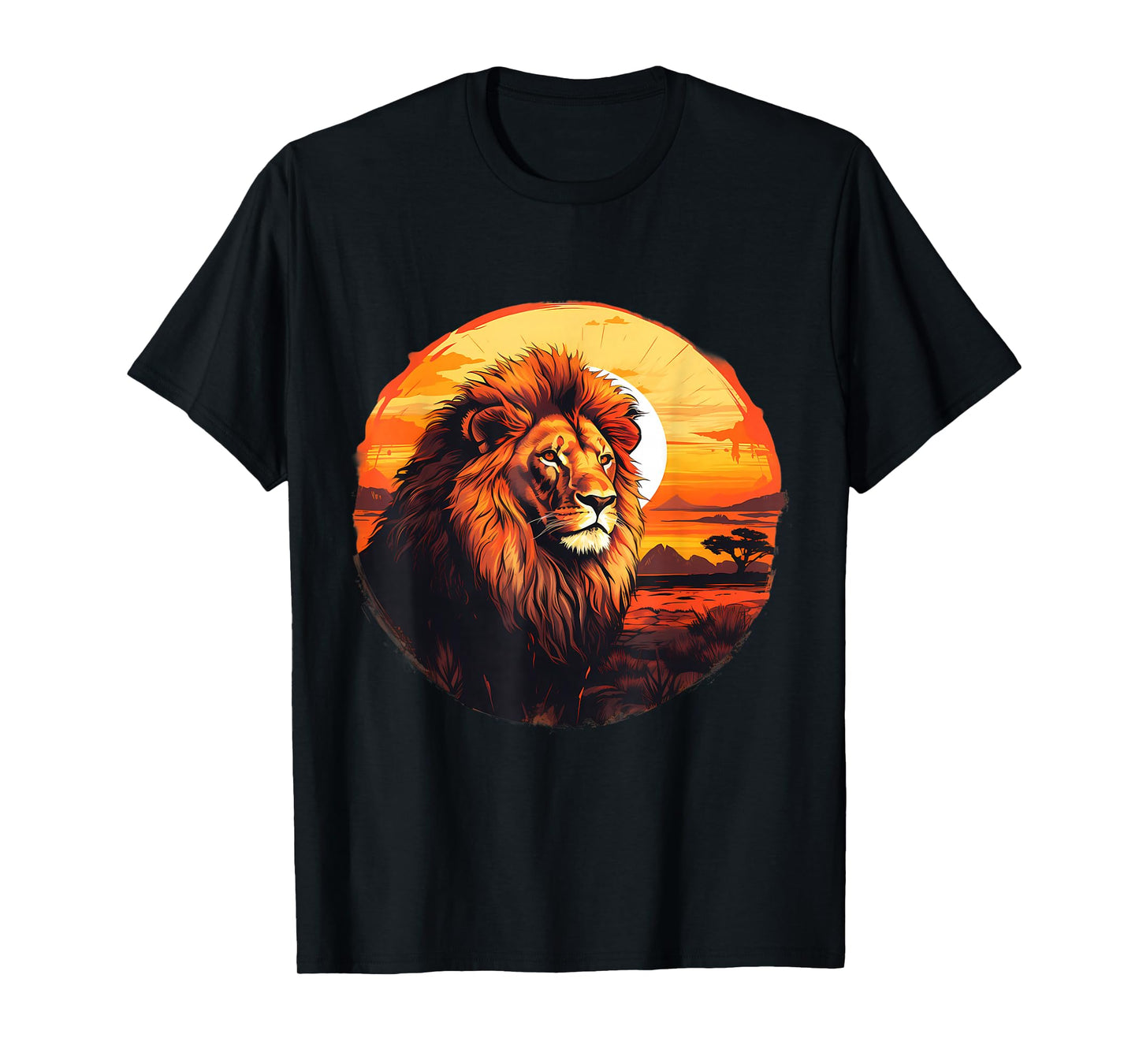 Lion Nature Wildlife African Animal Lovers Savanna Sunset T-Shirt