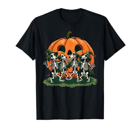 Dancing Skeletons Dachshund Halloween Outfit for Dog Lovers T-Shirt