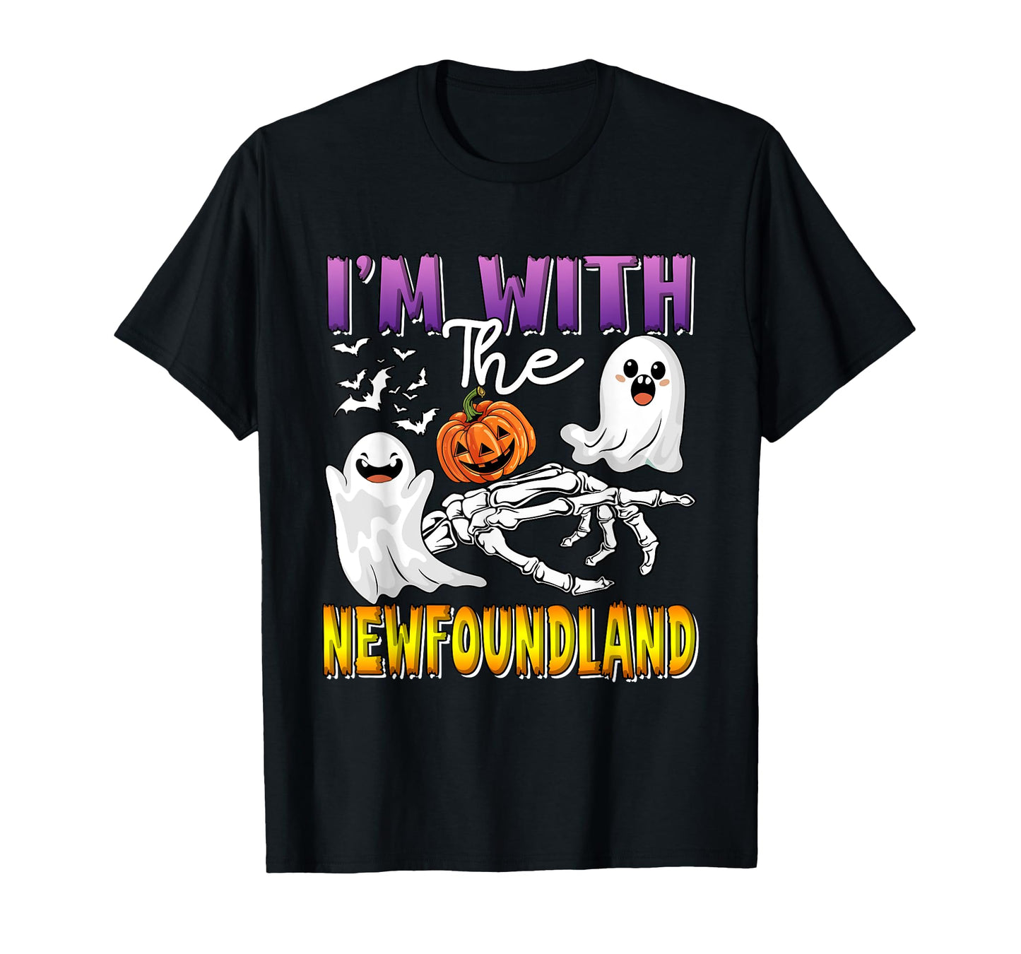 I'm with Newfoundland Halloween Boo Ghost Funny Single Owner T-Shirt
