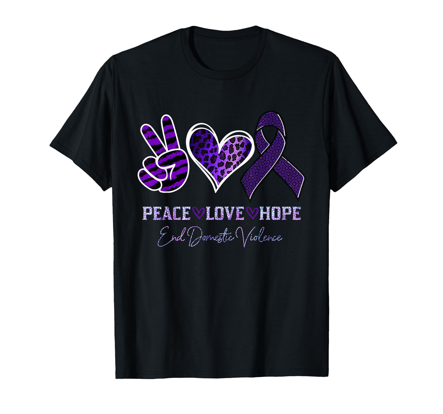 Peace Love Hope Leopard End Domestic Violence Awareness T-Shirt