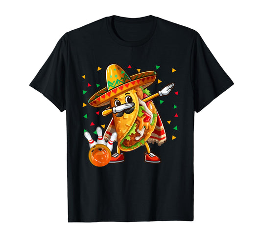 Dabbing Taco Playing Bowling Cinco De Mayo Player Mexican T-Shirt