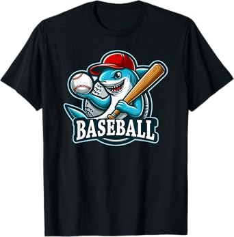 Baseball Shark Playing Baseball T-Shirt