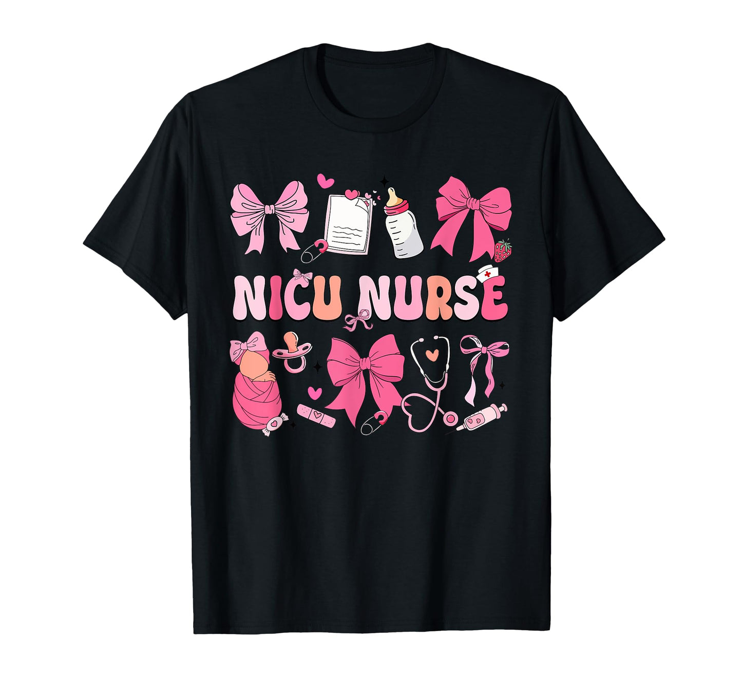 Nicu Nurse Neonatal Intensive Care Unit Coquette Bow T-Shirt
