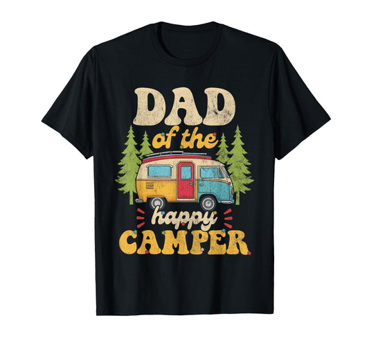 Dad of Happy Camper 1st Birthday Party Retro Dad T-Shirt