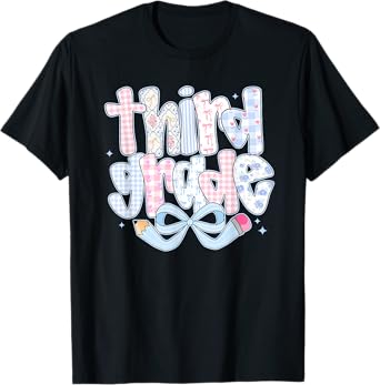 Preppy Third Grade Coquette Bow Back To School Teachers Kids T-Shirt