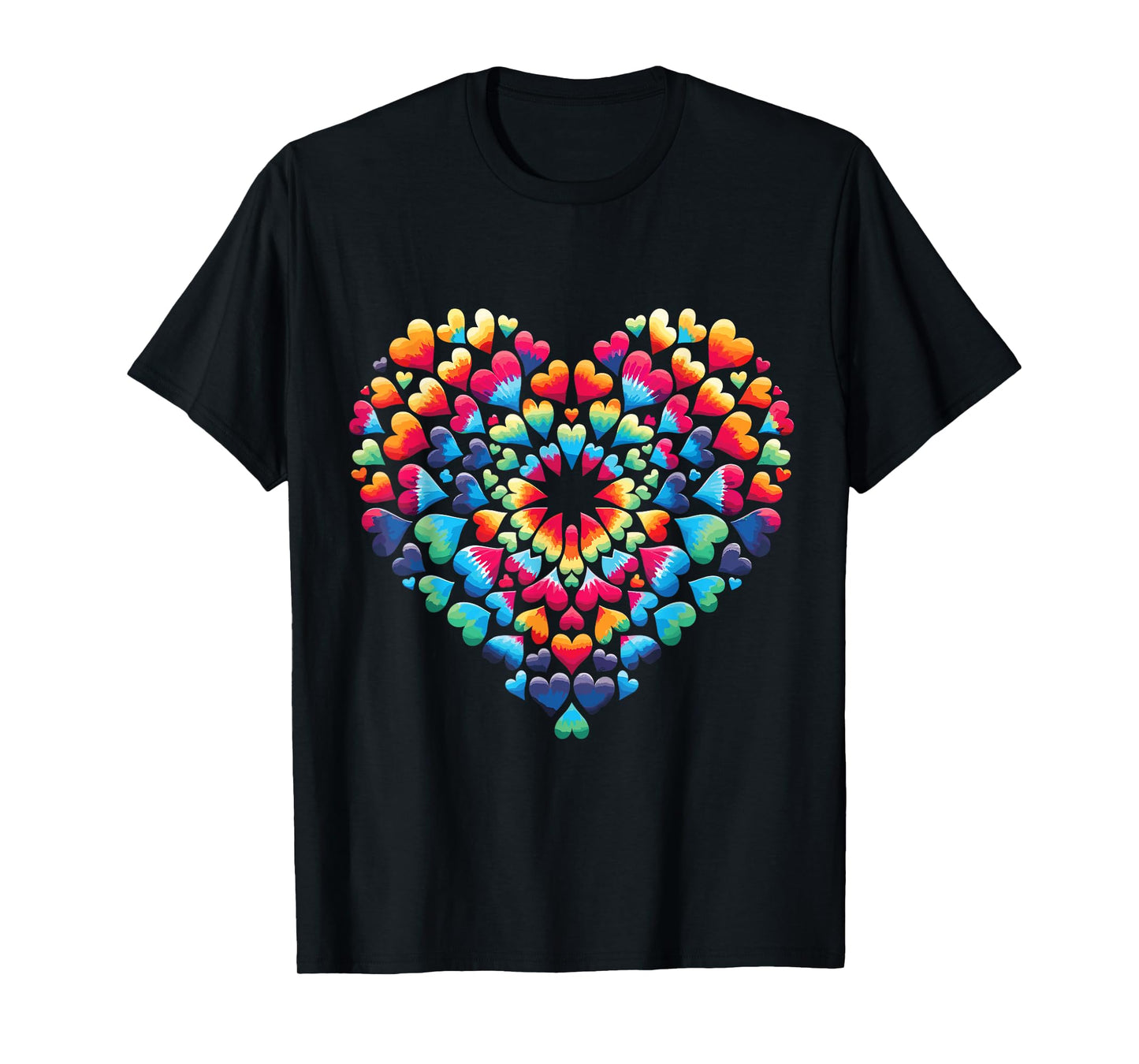 Vibrant Heart Tie-Dye Explosion Tee Colorful rainbow Love T-Shirt