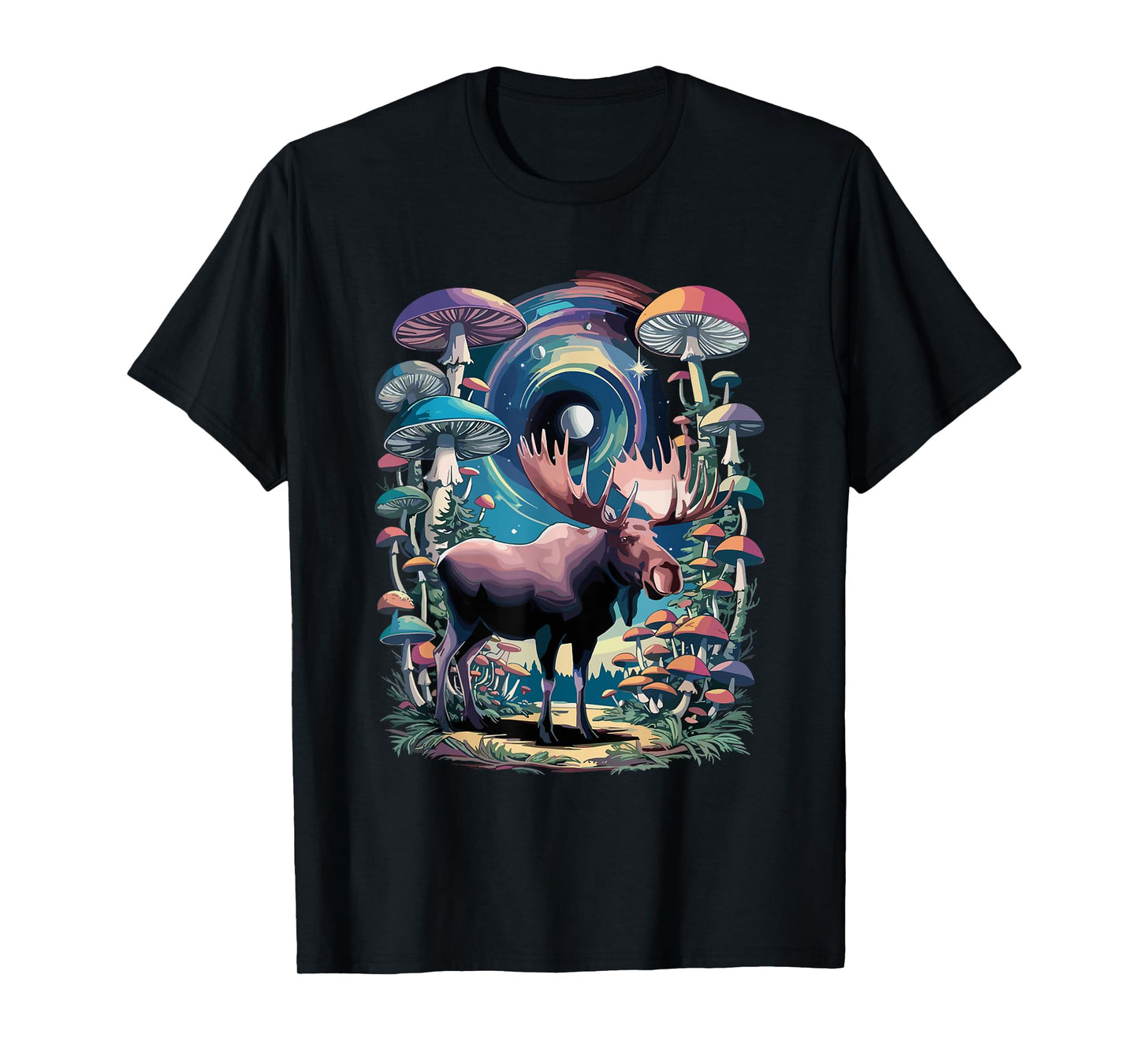 Trippy Psychedelic Moose Elk Mushroom T-Shirt