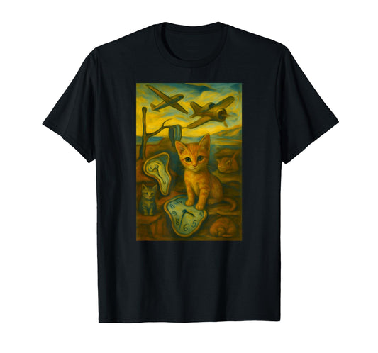 A Dali Inspired Cat Clock and Airplane T-Shirt