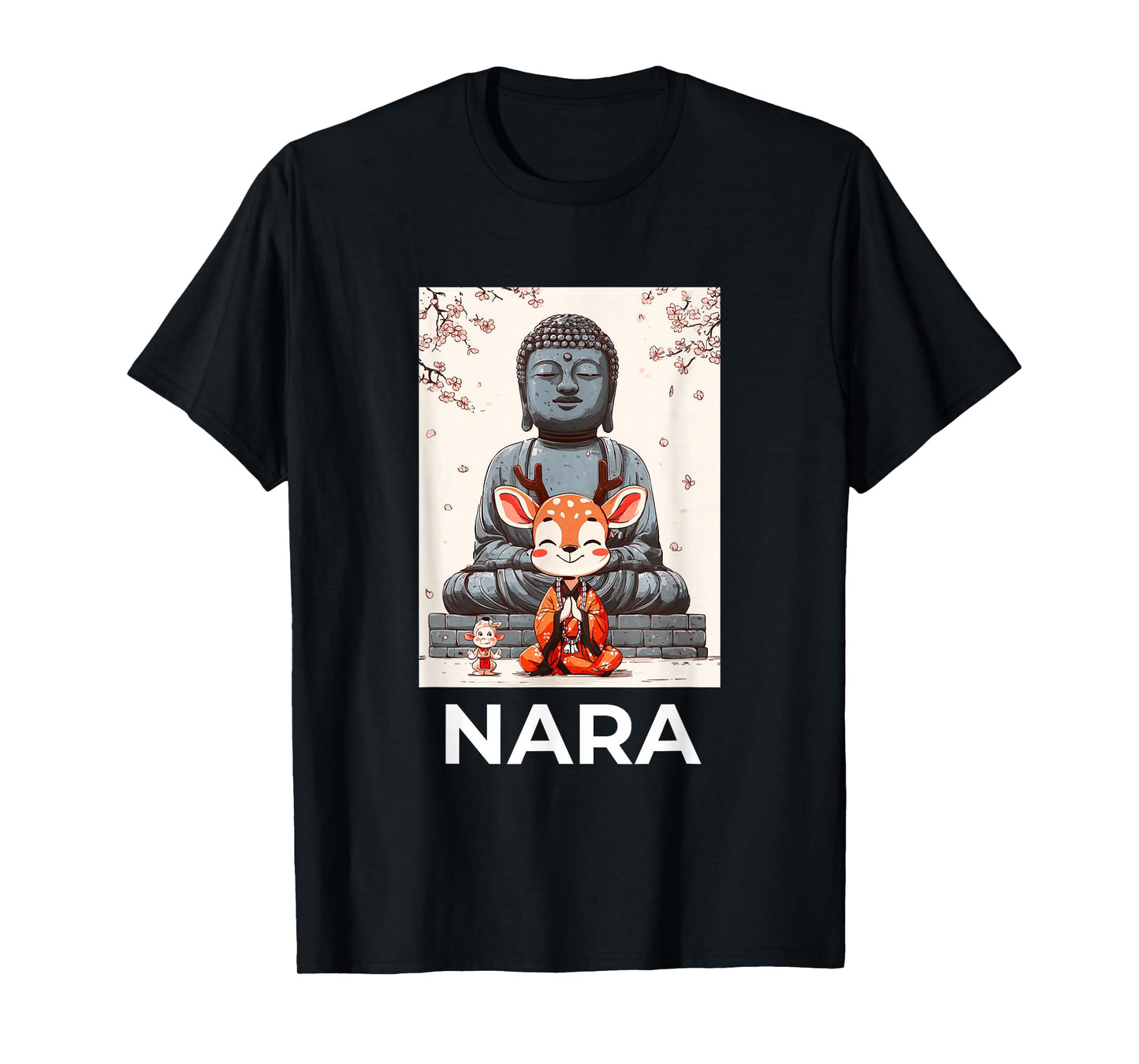 Cute Deer Meditating in Front of The Great Buddha in Nara T-Shirt