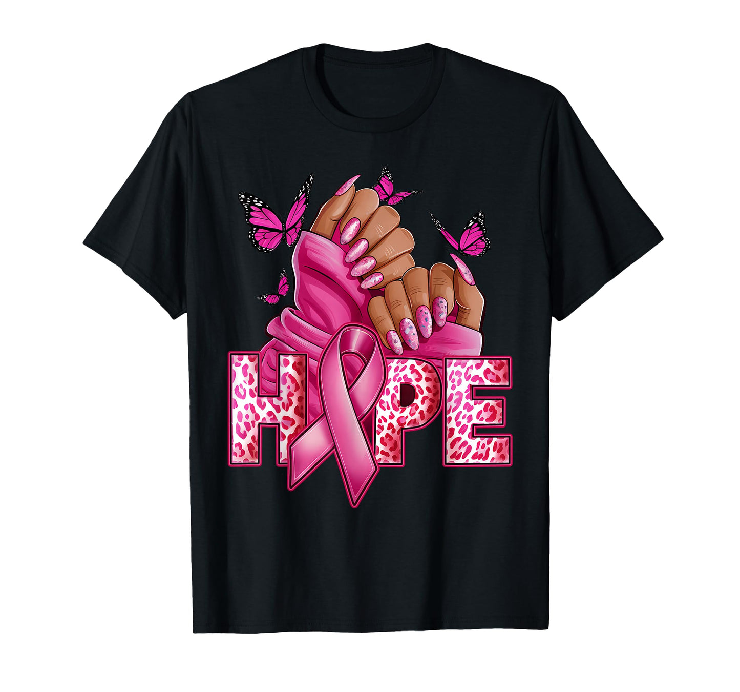 Hope - Breast Cancer Awareness Pink Nail Pink Ribbon Woman T-Shirt