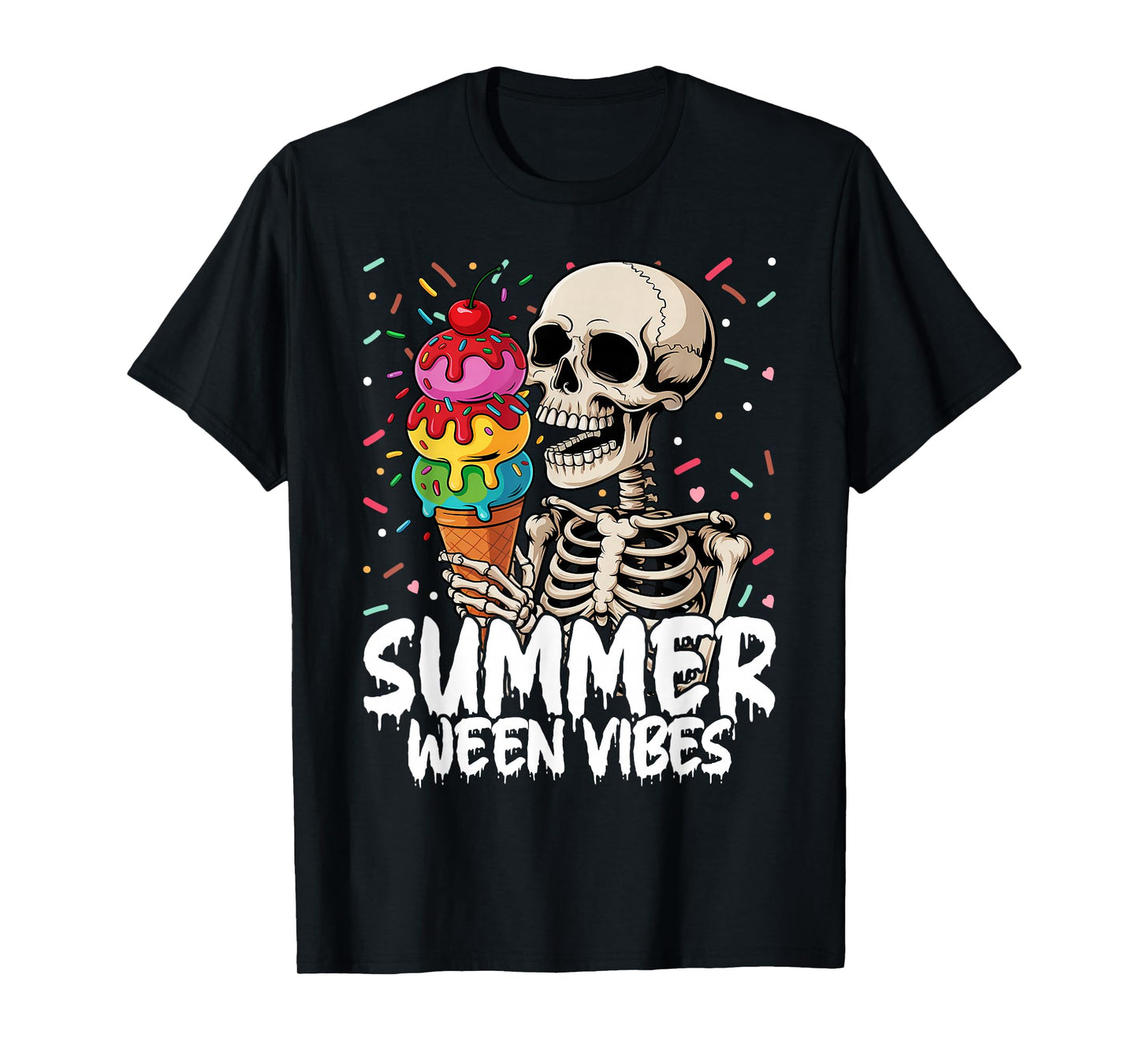 Summerween Summer Halloween Funny Skeleton Ice Cream Party M T-Shirt