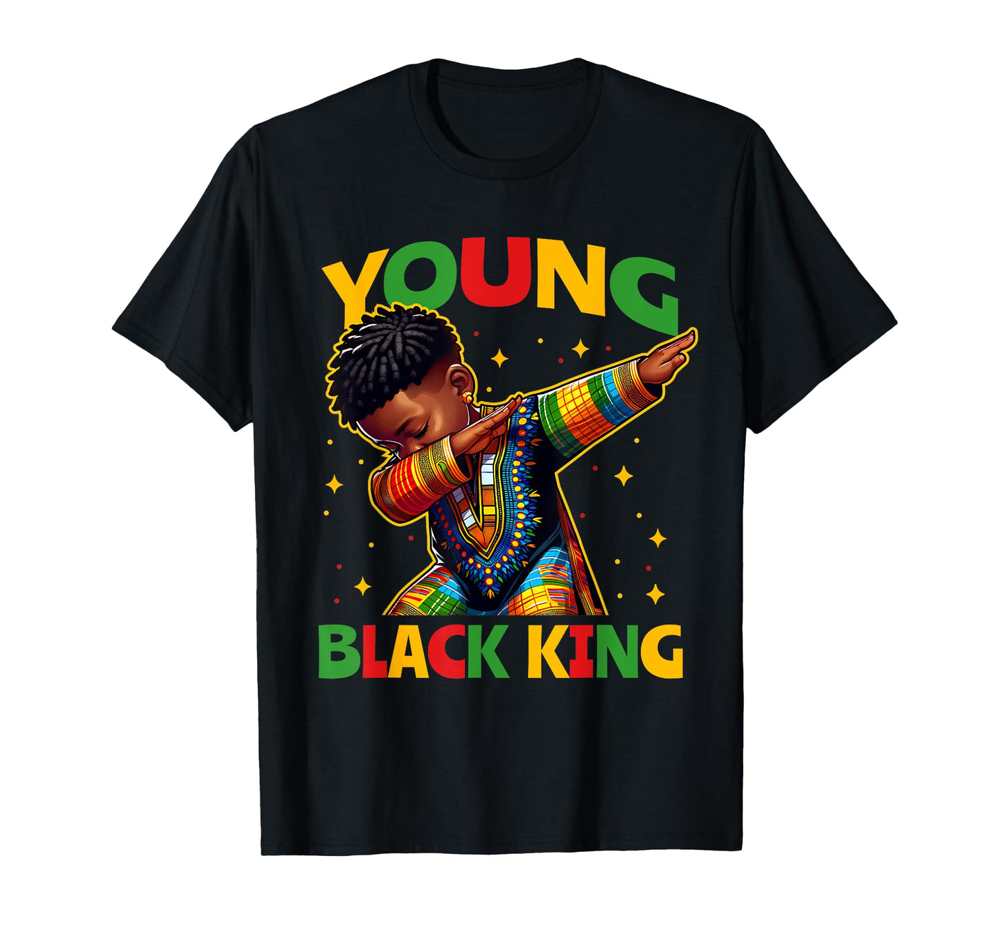 Young Black King African Pride Black History Month Boys T-Shirt