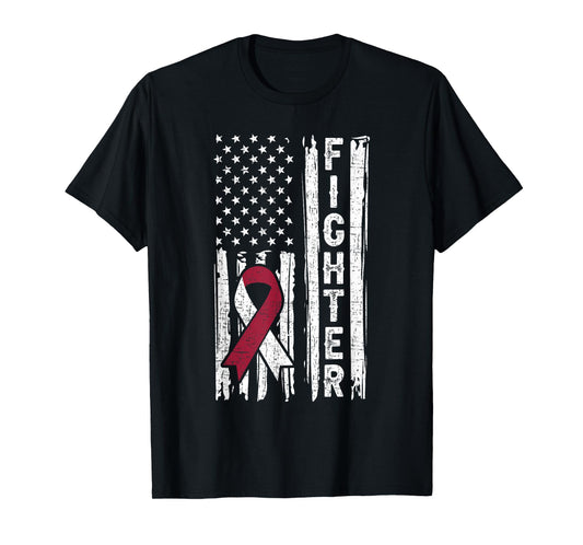 Head And Neck Cancer Patient Fighter Throat Oral Cancer Flag T-Shirt