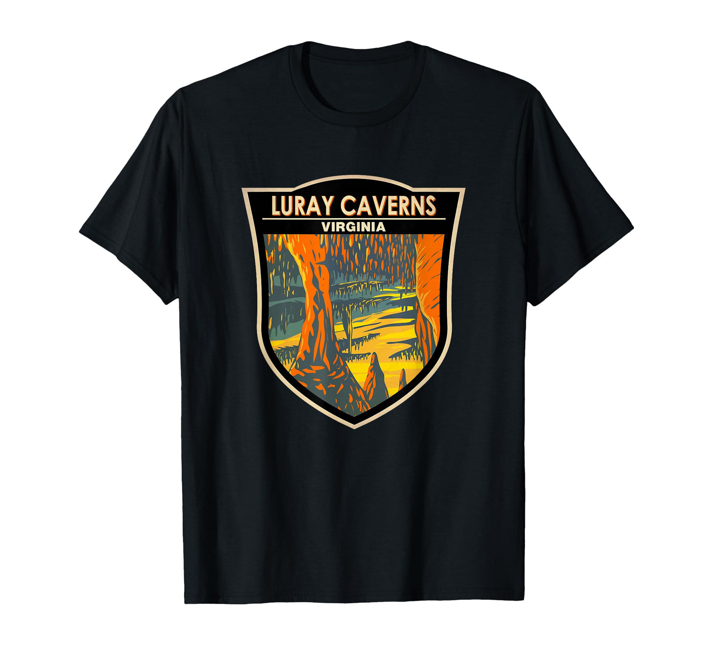 Luray Caverns Virginia Travel Art Badge Vintage T-Shirt