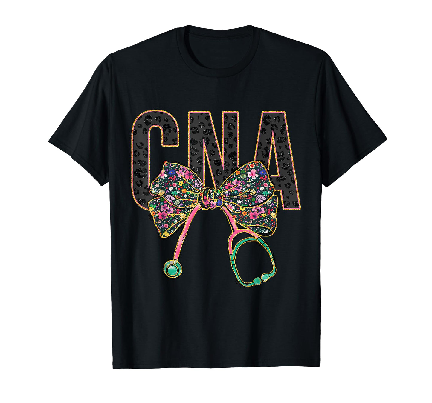 Girly CNA Nurse Coquette Bow Stethoscope Nursing Assistant T-Shirt