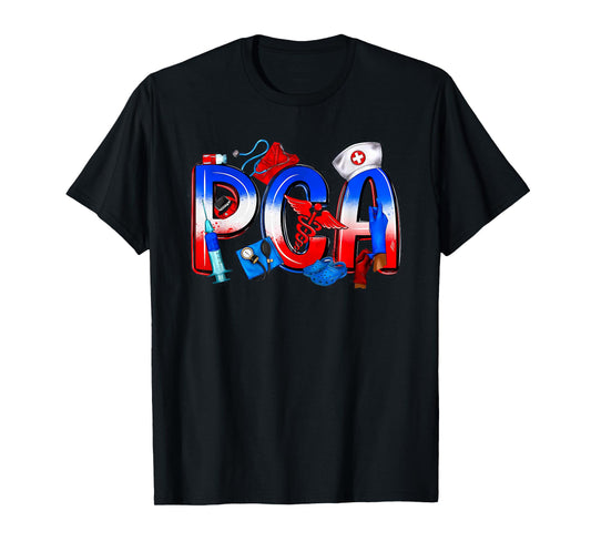 Cute Patriotic Us Flag Pca 4th of July National Nurse 2025 T-Shirt