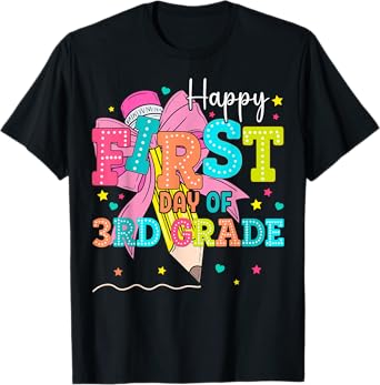 Happy First Day Of 3rd Grade Girls Coquette Back To School T-Shirt