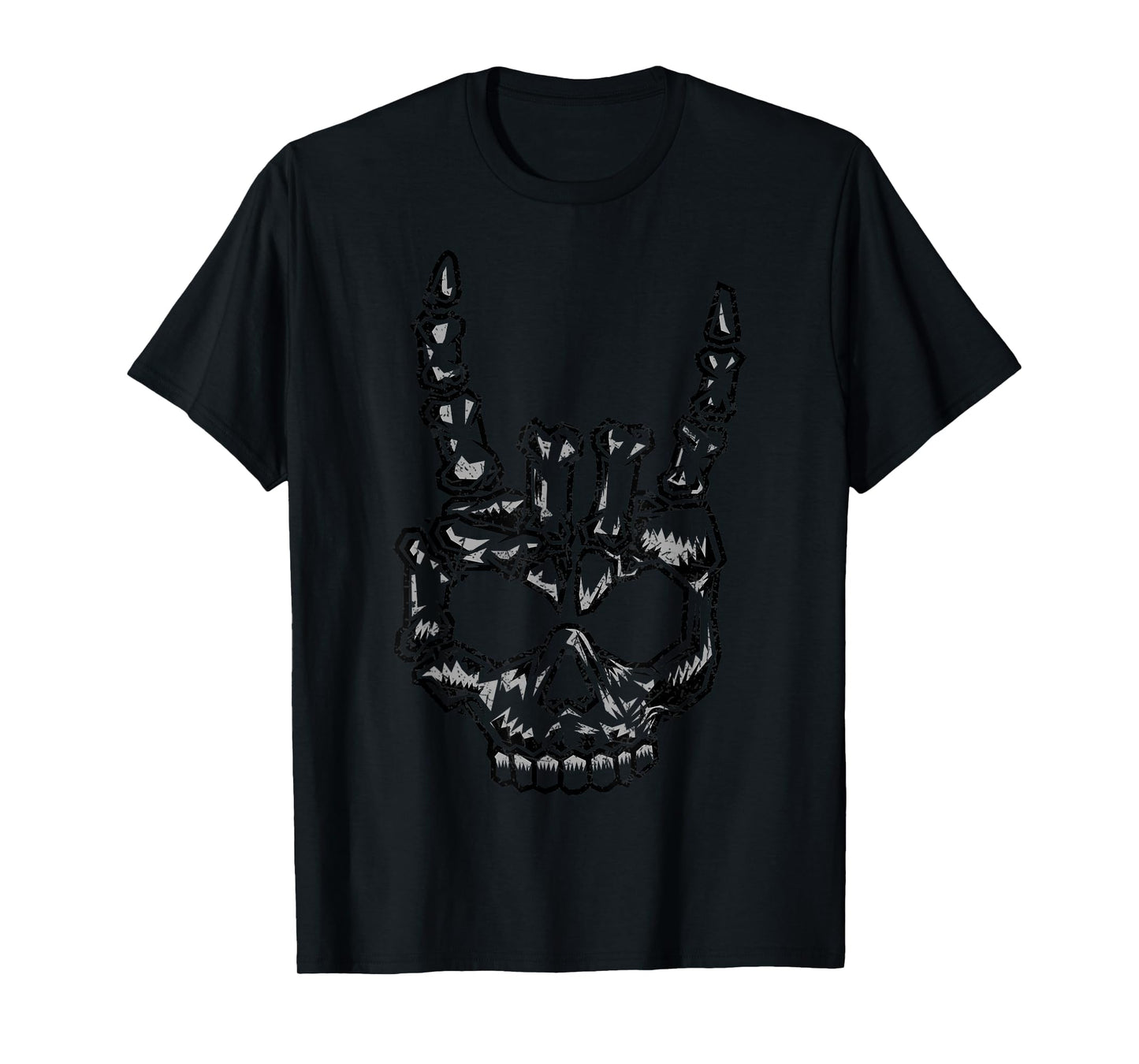 Skeleton Hand Rock Sign Heavy Metal Music Tee Musician Fans T-Shirt