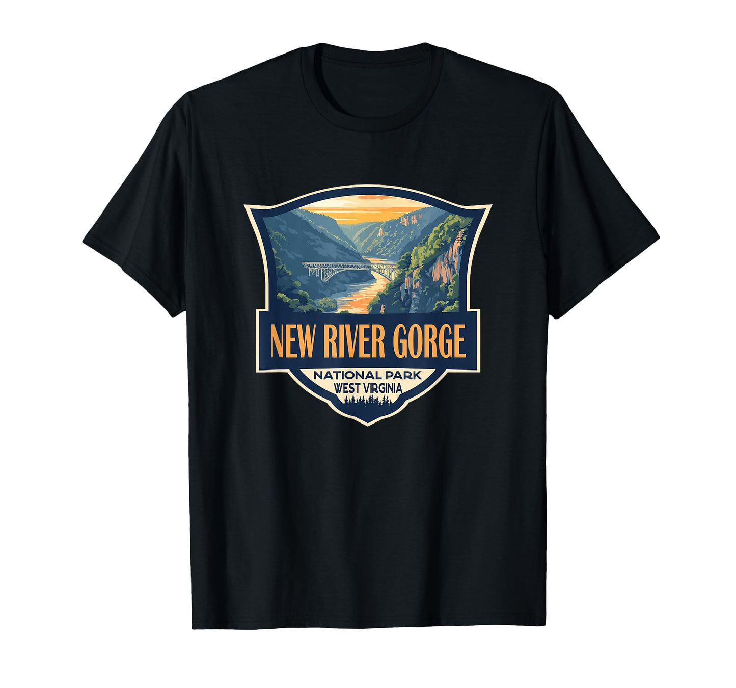 New River Gorge National Park Illustration Retro Badge T-Shirt