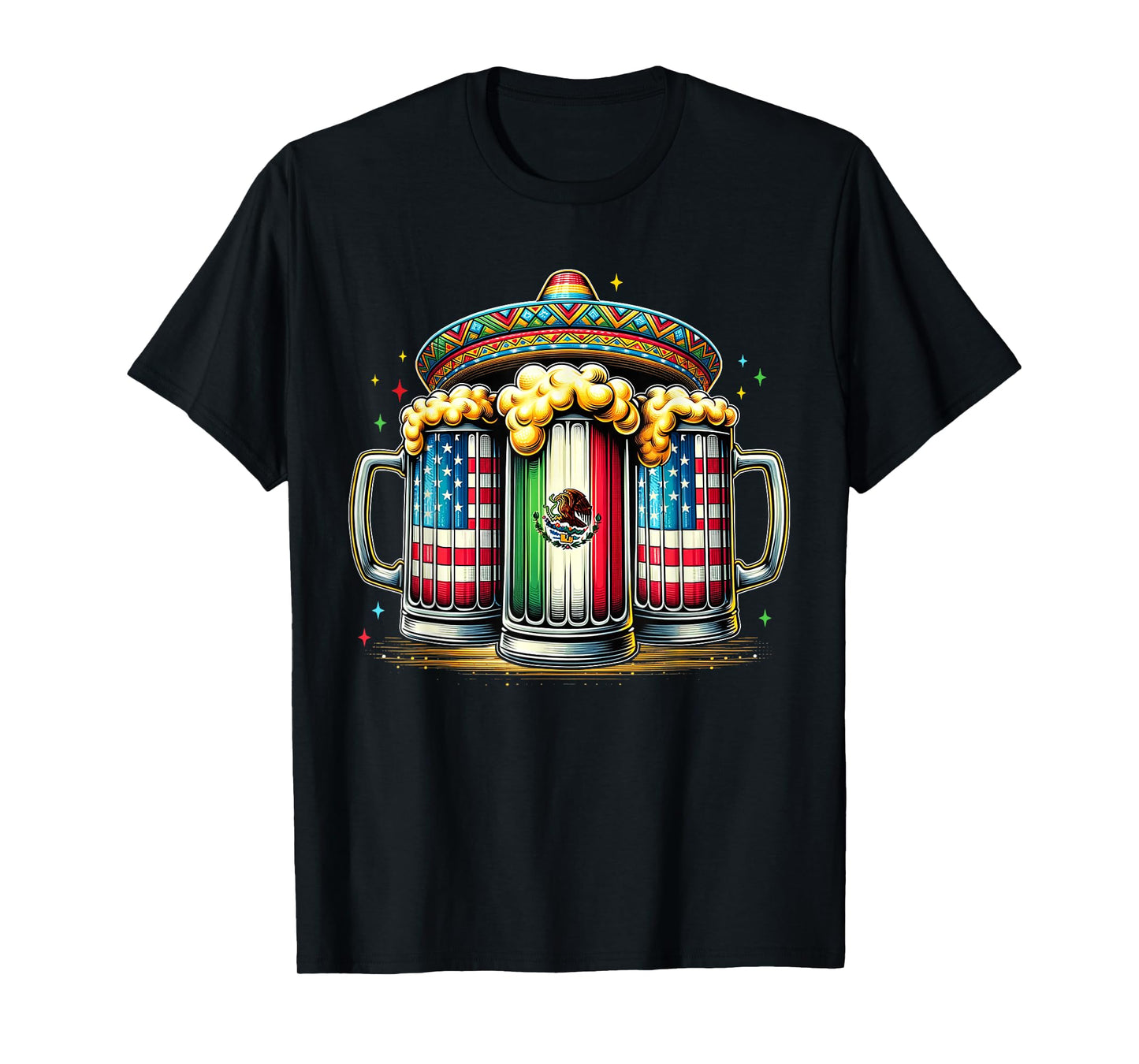 Beer Mexican USA Flag Cinco de Mayo Drinking Party Men Women T-Shirt