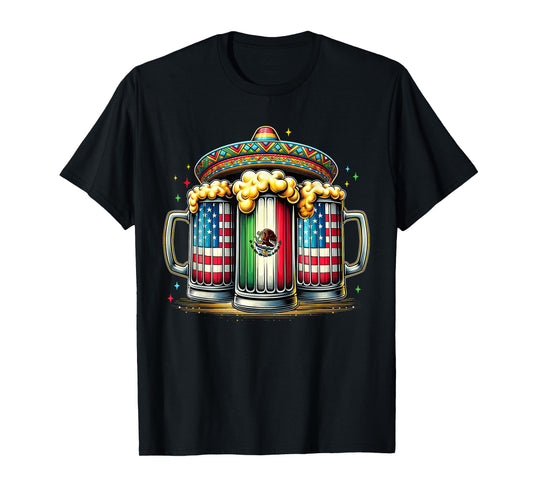 Beer Mexican USA Flag Cinco de Mayo Drinking Party Men Women T-Shirt