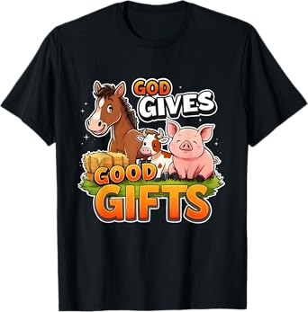 God Gives Good Gifts Farm Bible Verse Yee Haw VBS 2025 T-Shirt