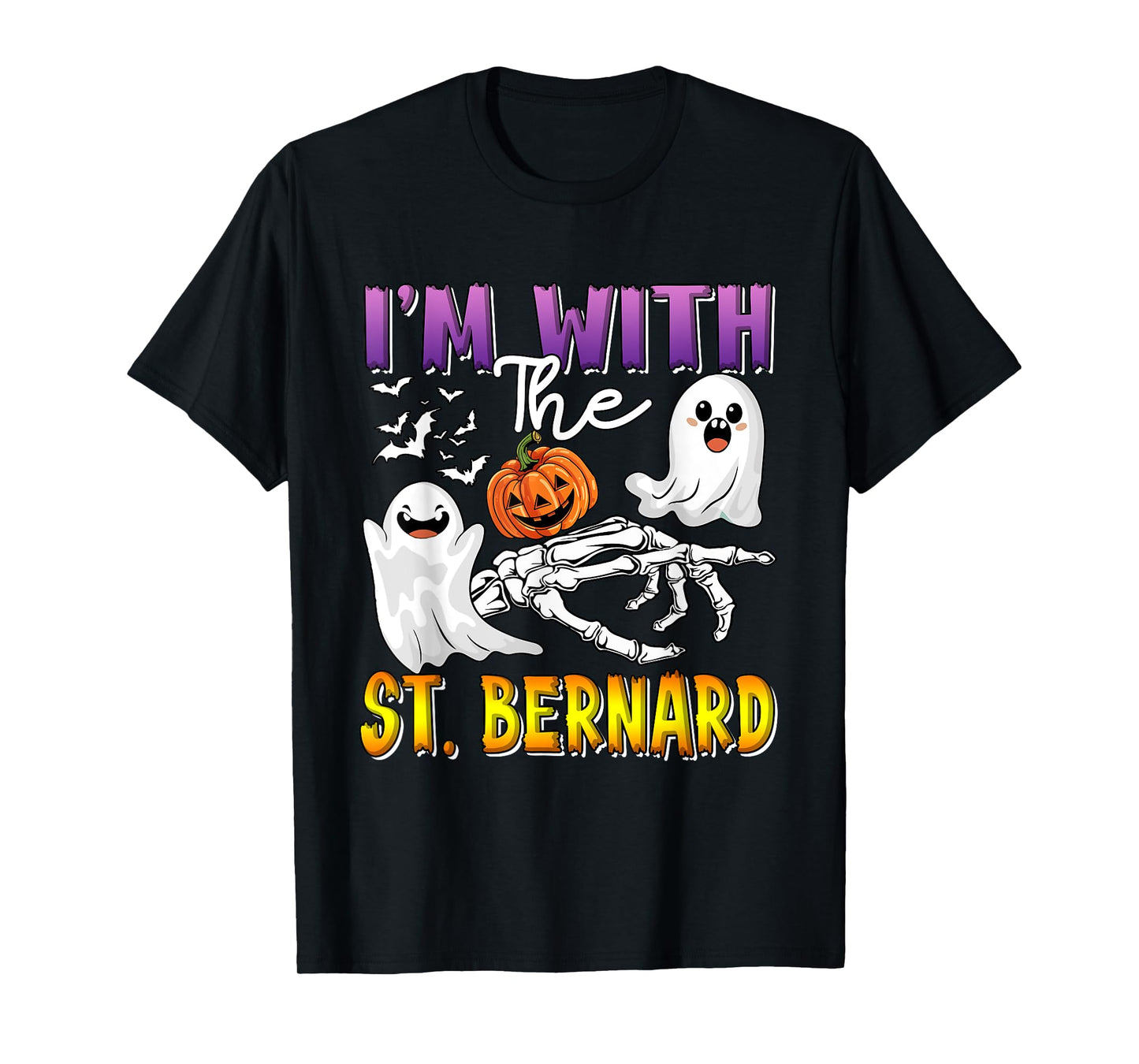 I'm with St. Bernard Halloween Boo Ghost Funny Single Owner T-Shirt