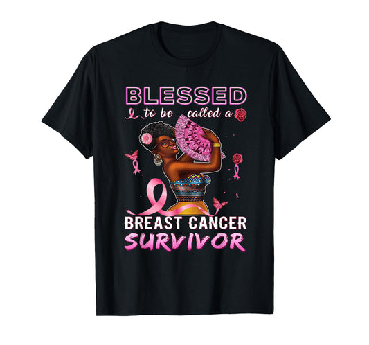 African American Breast Cancer Black Women Blessed Survivor T-Shirt
