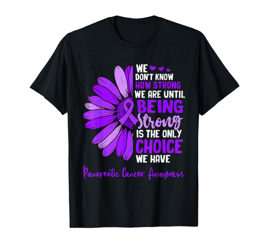 Motivational Pancreatic Cancer Awareness Ribbon Purple T-Shirt