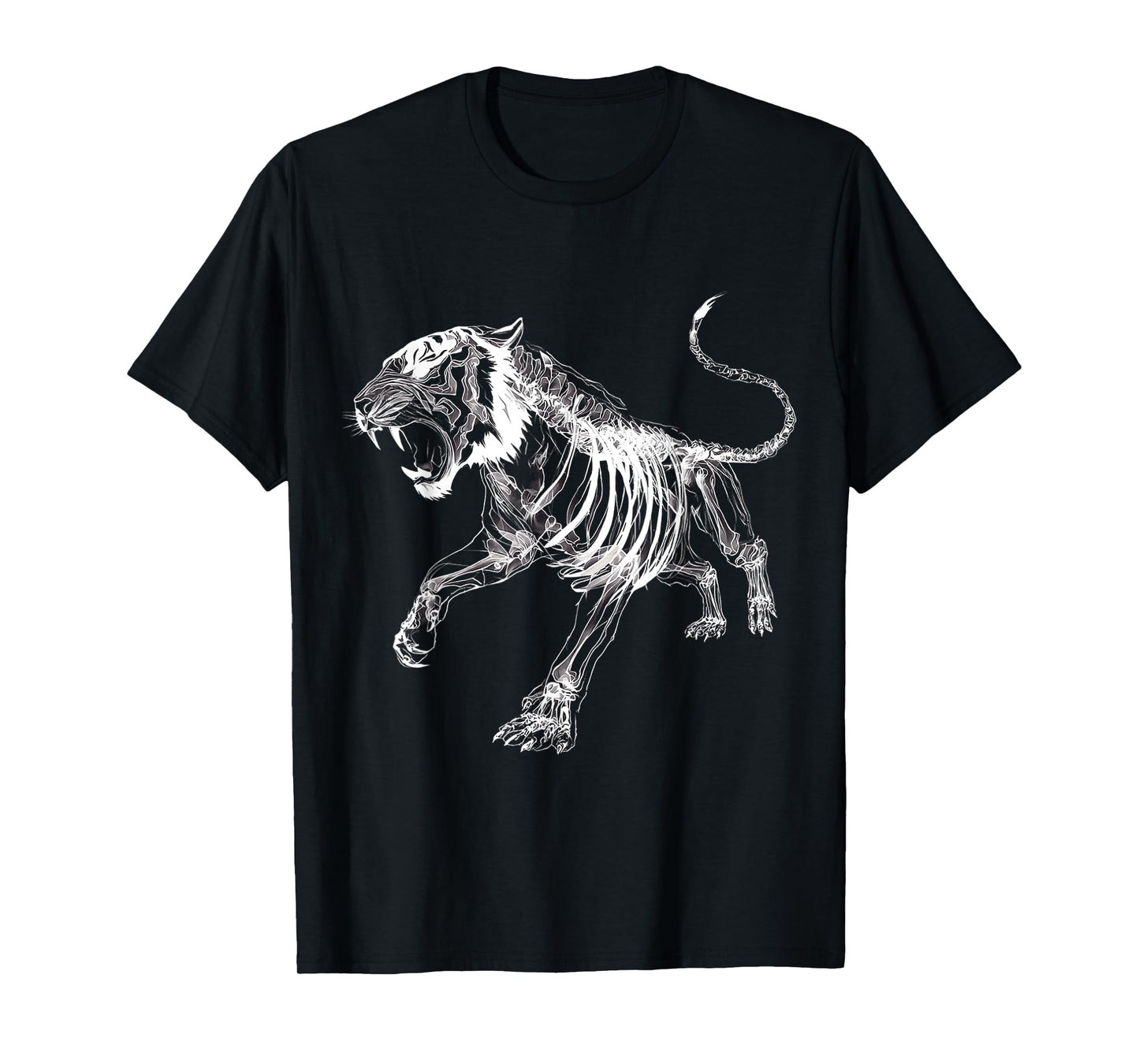 Halloween Skeleton Tiger Drawing Portrait Animal Halloween T-Shirt