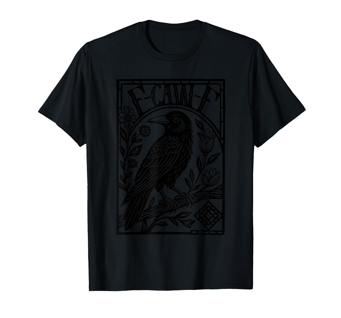 Retro F-Caw-F Black Crow Funny Black Bird Saying Meme Dark T-Shirt