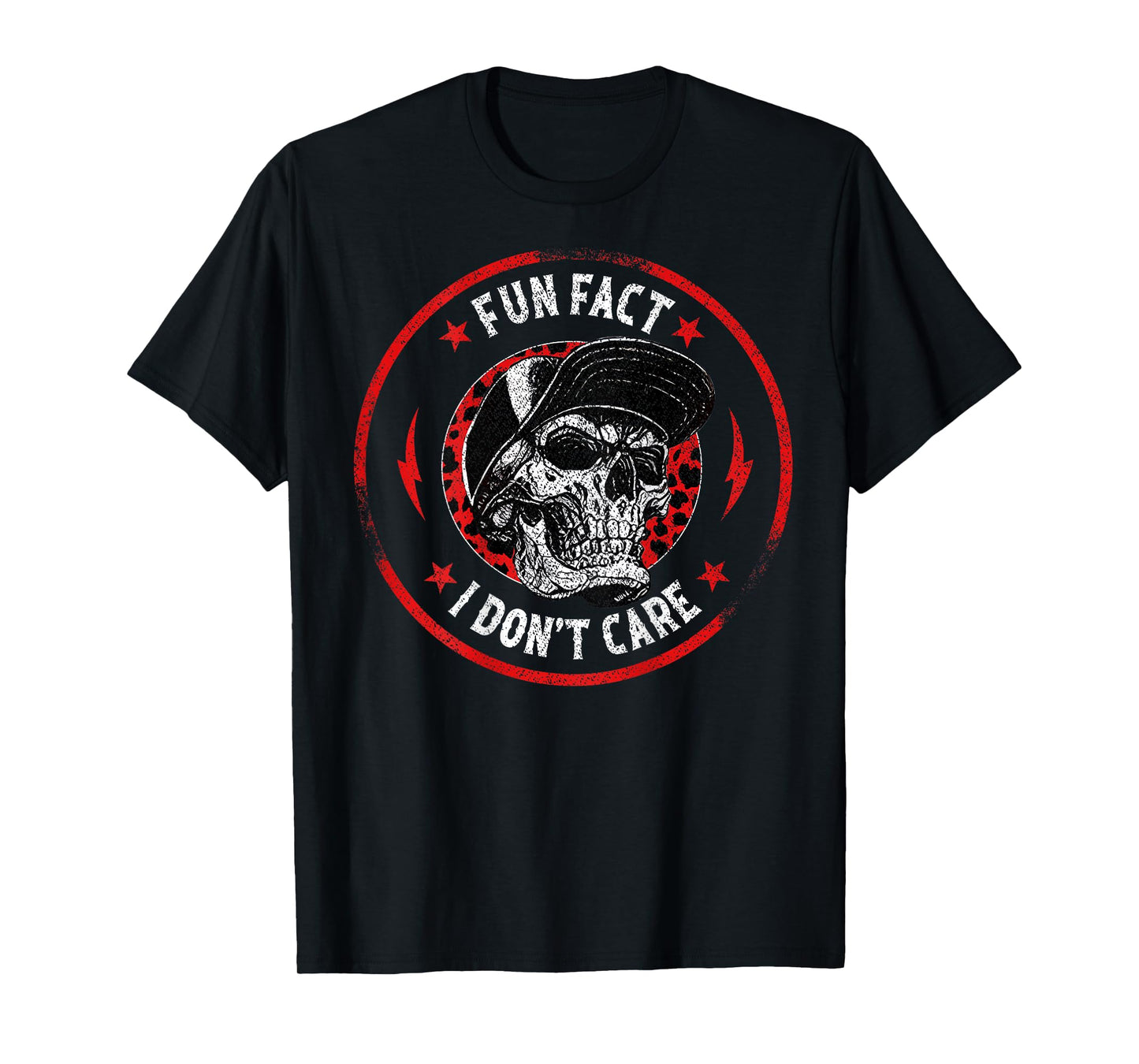 Fun Fact I Don't Care Funny Skeleton Sarcastic (ON Back) T-Shirt