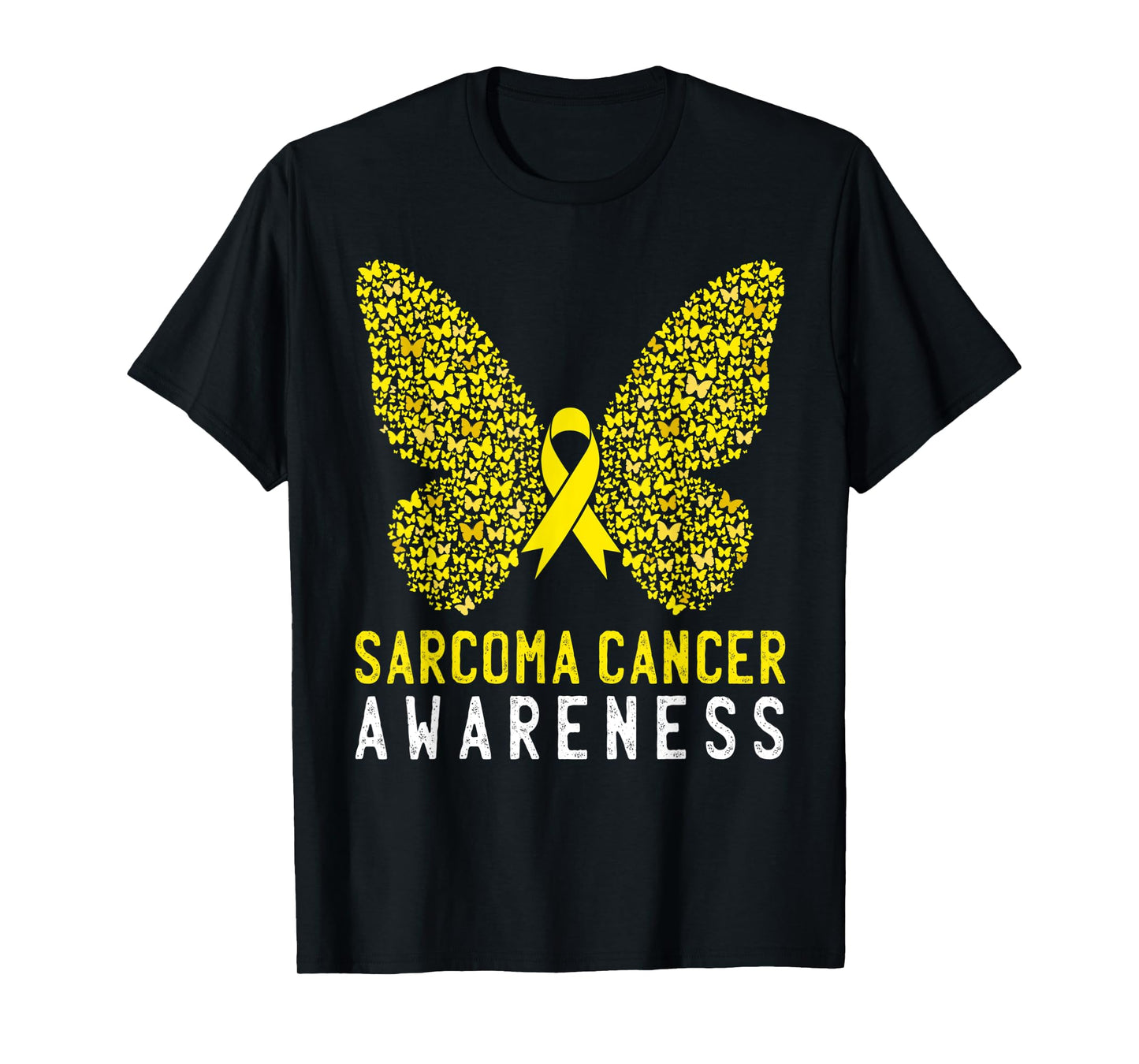 Butterfly Sarcoma Cancer Awareness Yellow Ribbon Support T-Shirt
