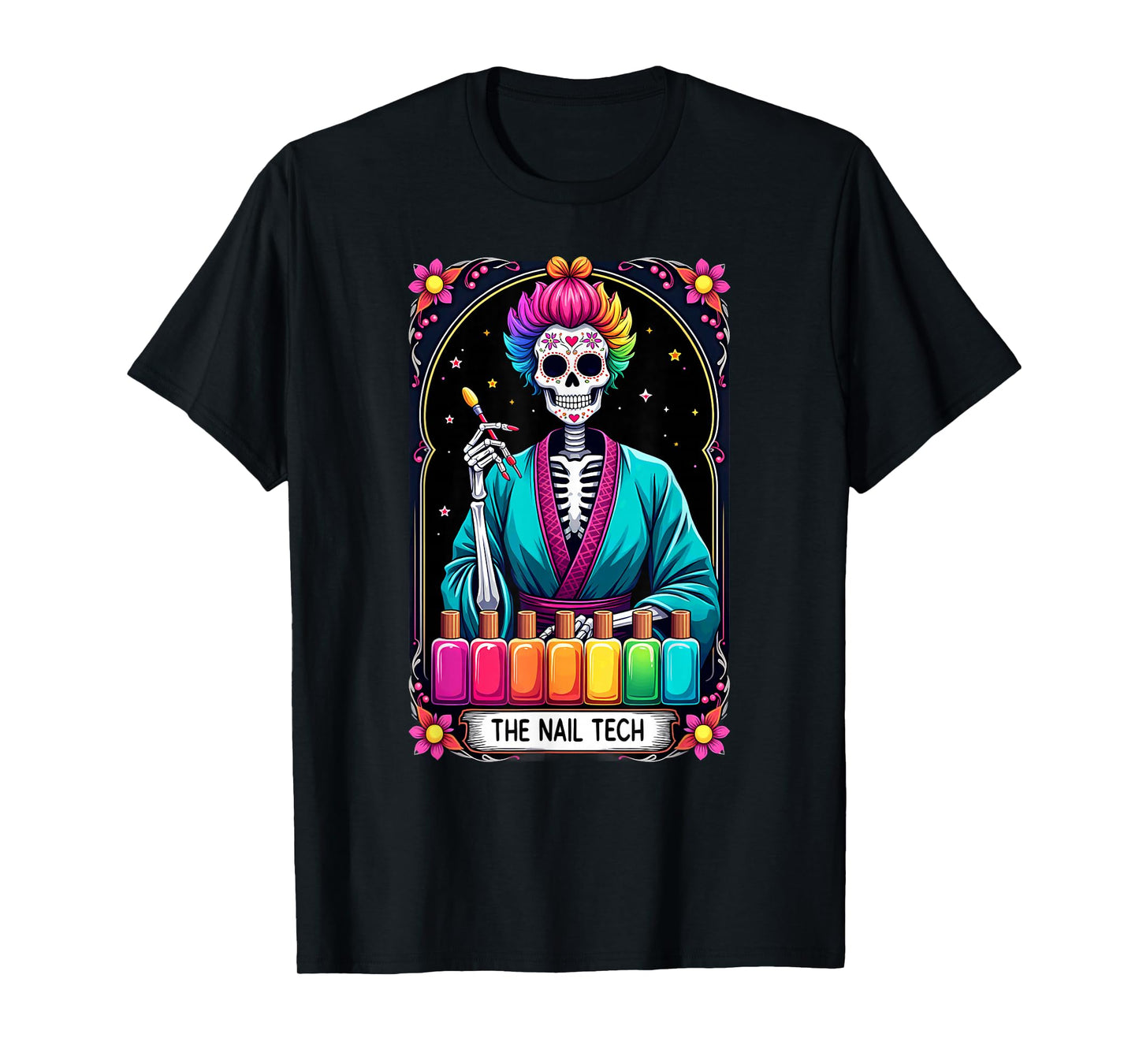Tarot Card Nail Tech Skeleton Beautician Halloween T-Shirt