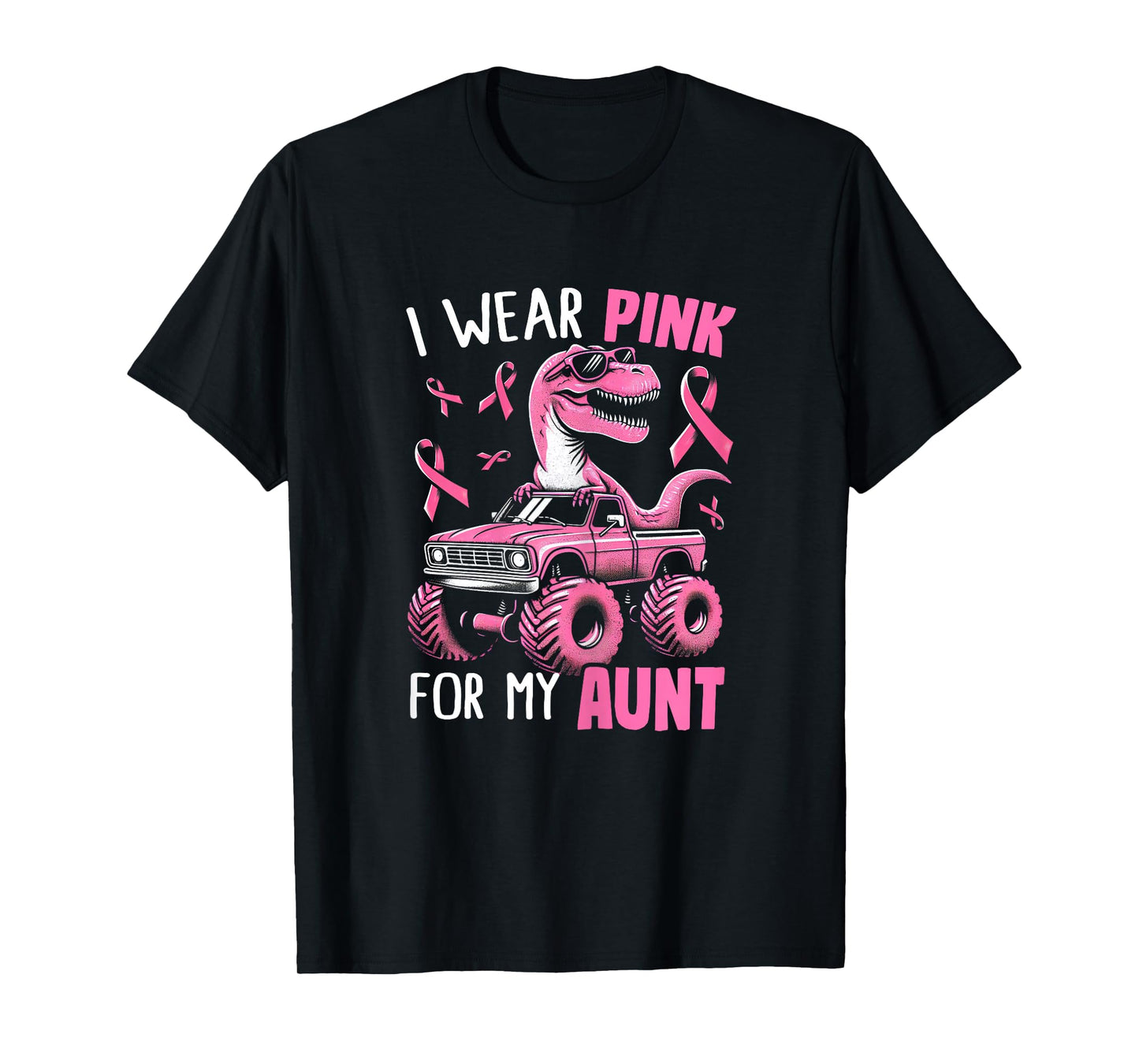 I Wear Pink For My Aunt Breast Cancer Awareness Dinosaur Kid T-Shirt