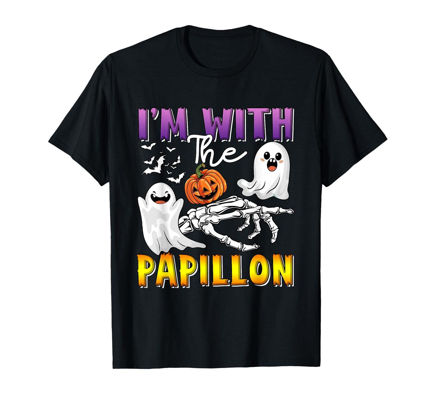 I'm with Papillon Halloween Boo Ghost Funny Single Owner T-Shirt