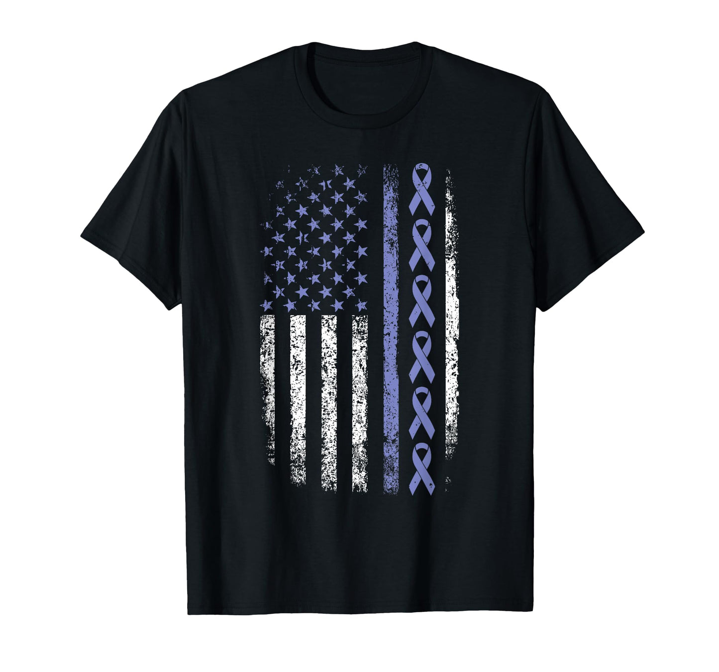 Stomach Cancer Awareness American Flag Stomach Cancer T-Shirt