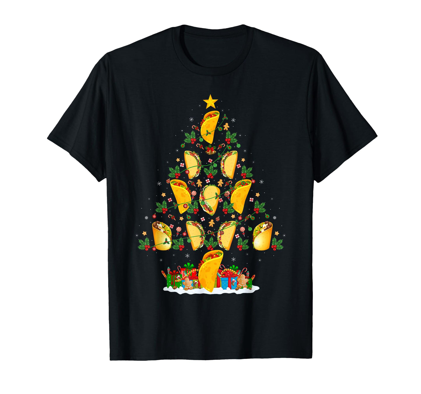 Taco Christmas Tree Funny Taco Fast Food Lover Foodie Xmas T-Shirt