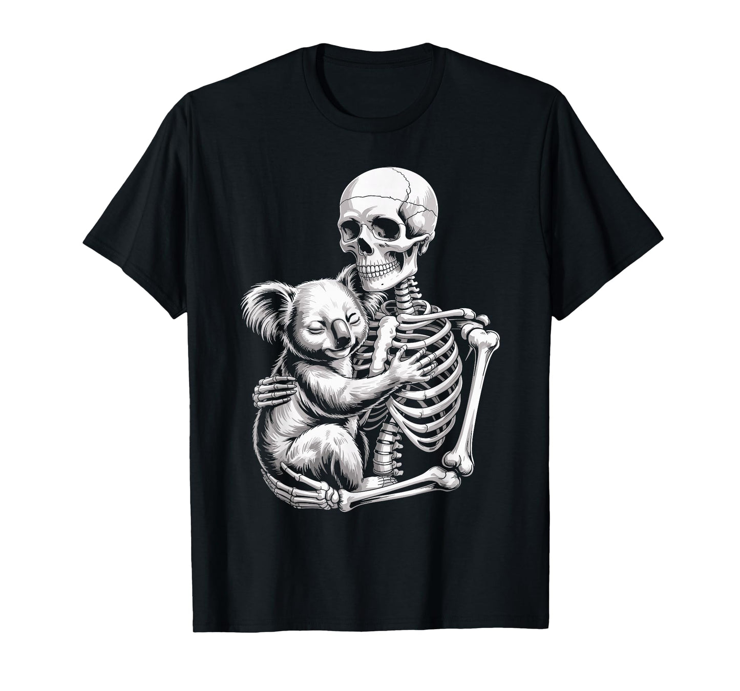 Skeleton Hugging Koala Bear Lover Spooky Season Halloween T-Shirt