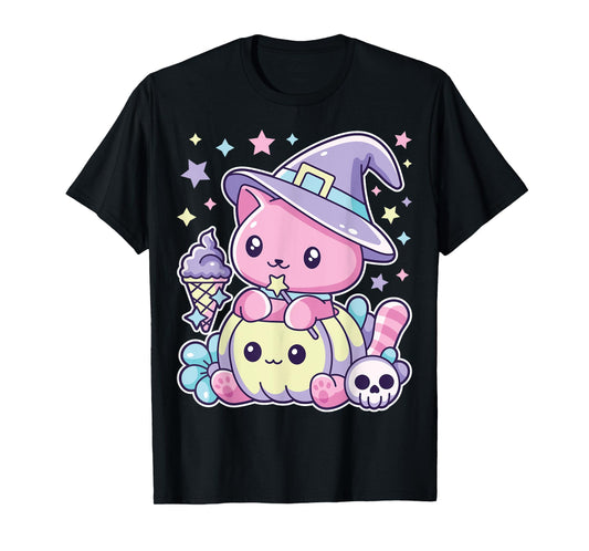 Spooky Halloween Kitty Witch Cat Animal Pumpkin Girl Toddler T-Shirt