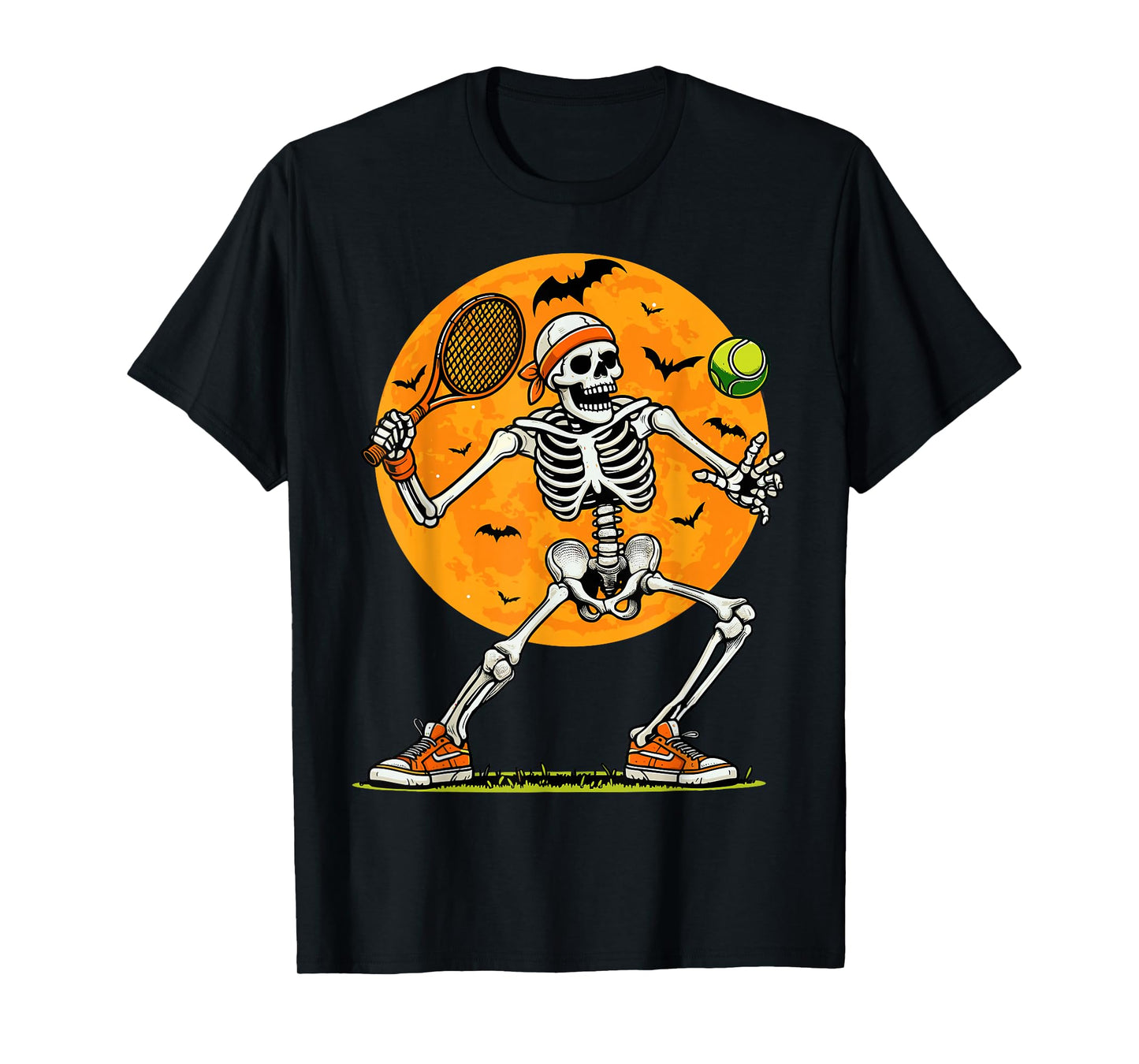 Tennis Skeleton Spooky Boys Funny Halloween Tennis Player T-Shirt