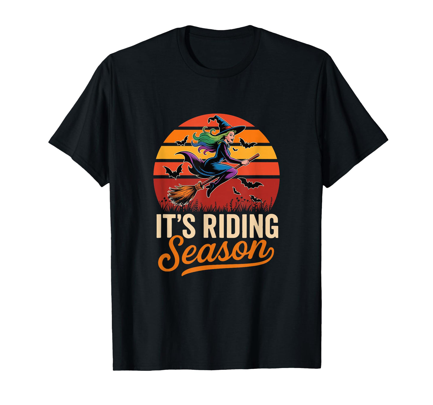 Vintage It's Riding Funny Season Halloween Witch Broomstick T-Shirt