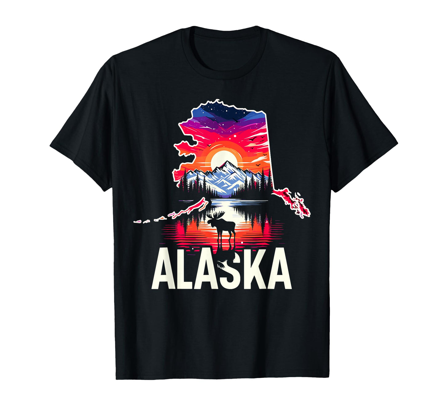 Alaska Map Moose Nature Landscape T-Shirt